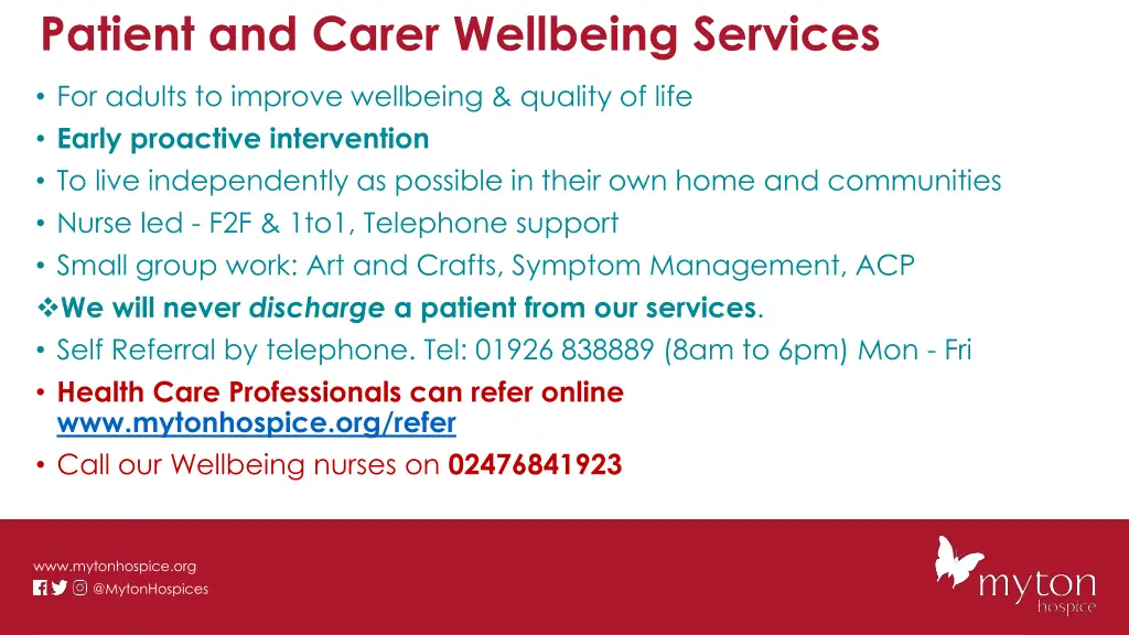 patient and carer wellbeing services