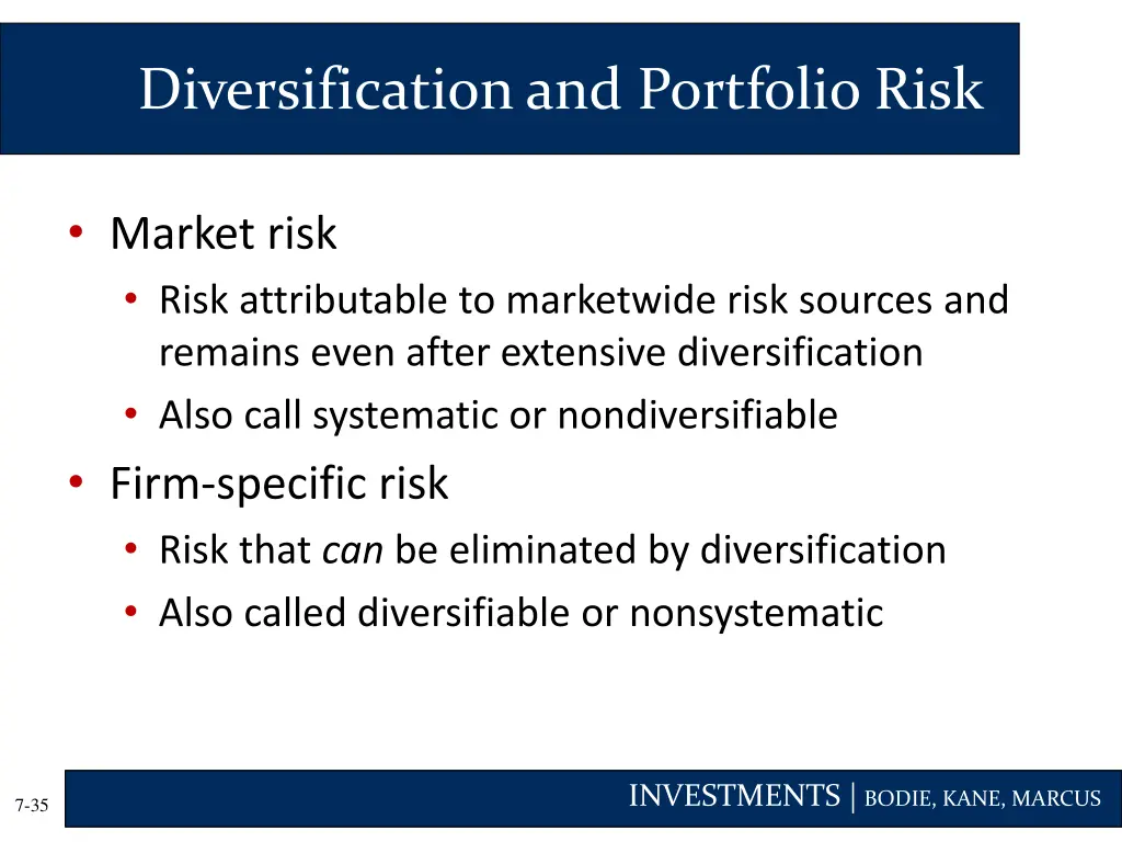 diversification and portfolio risk