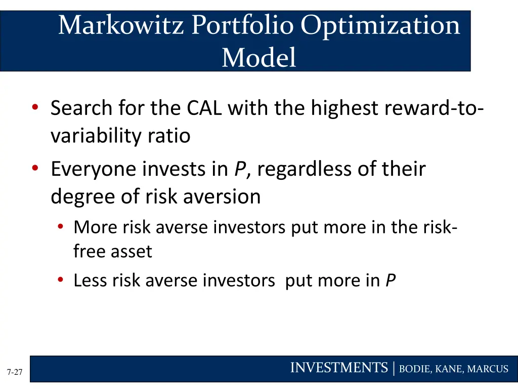 markowitz portfolio optimization model 1