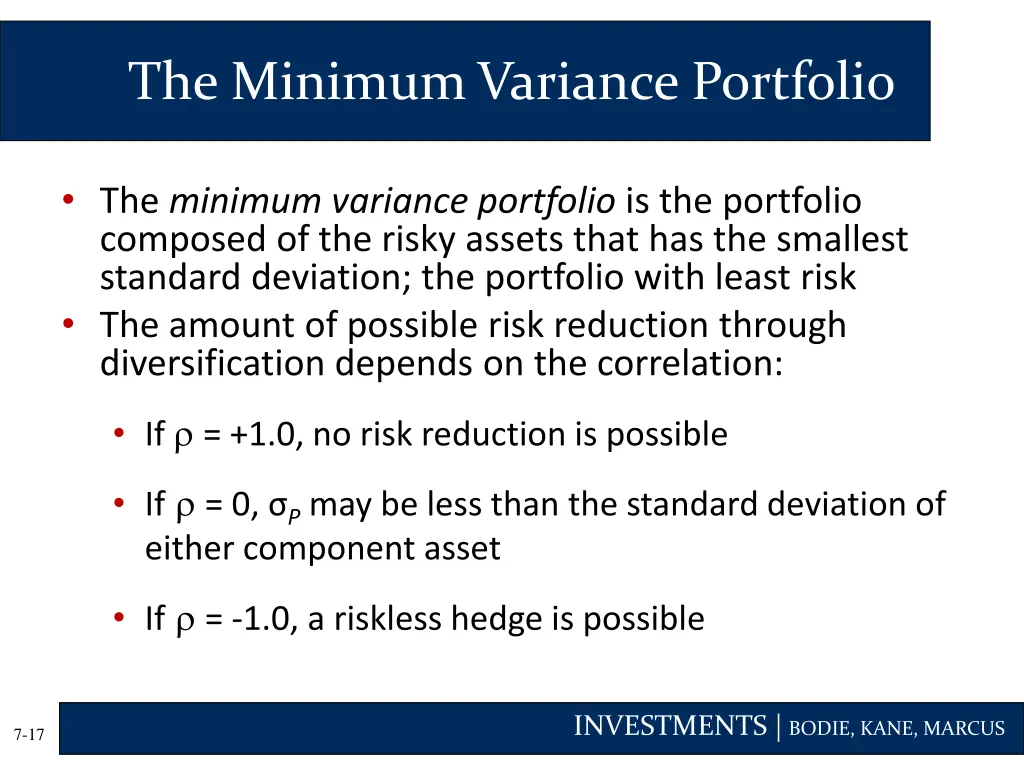the minimum variance portfolio