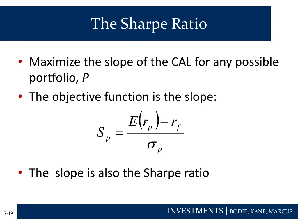 the sharpe ratio