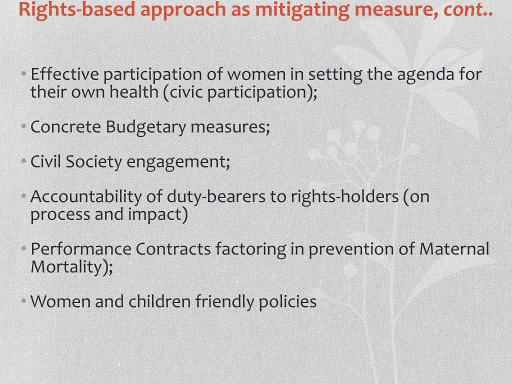 rights based approach as mitigating measure cont