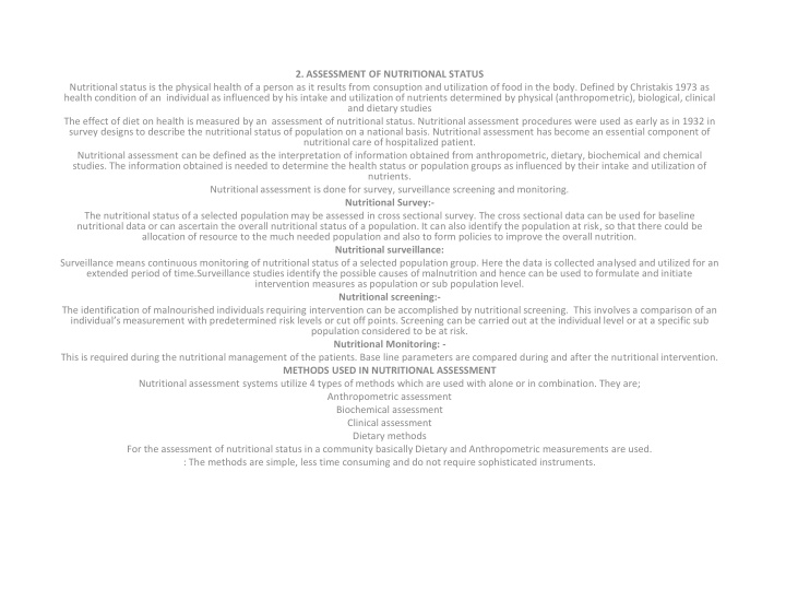2 assessment of nutritional status
