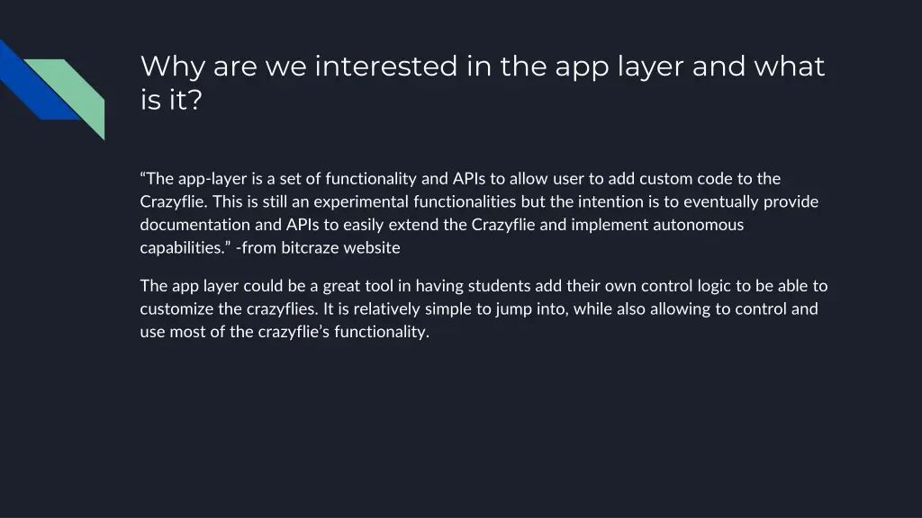 why are we interested in the app layer and what