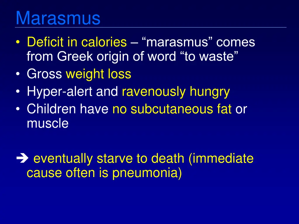 marasmus deficit in calories marasmus comes from