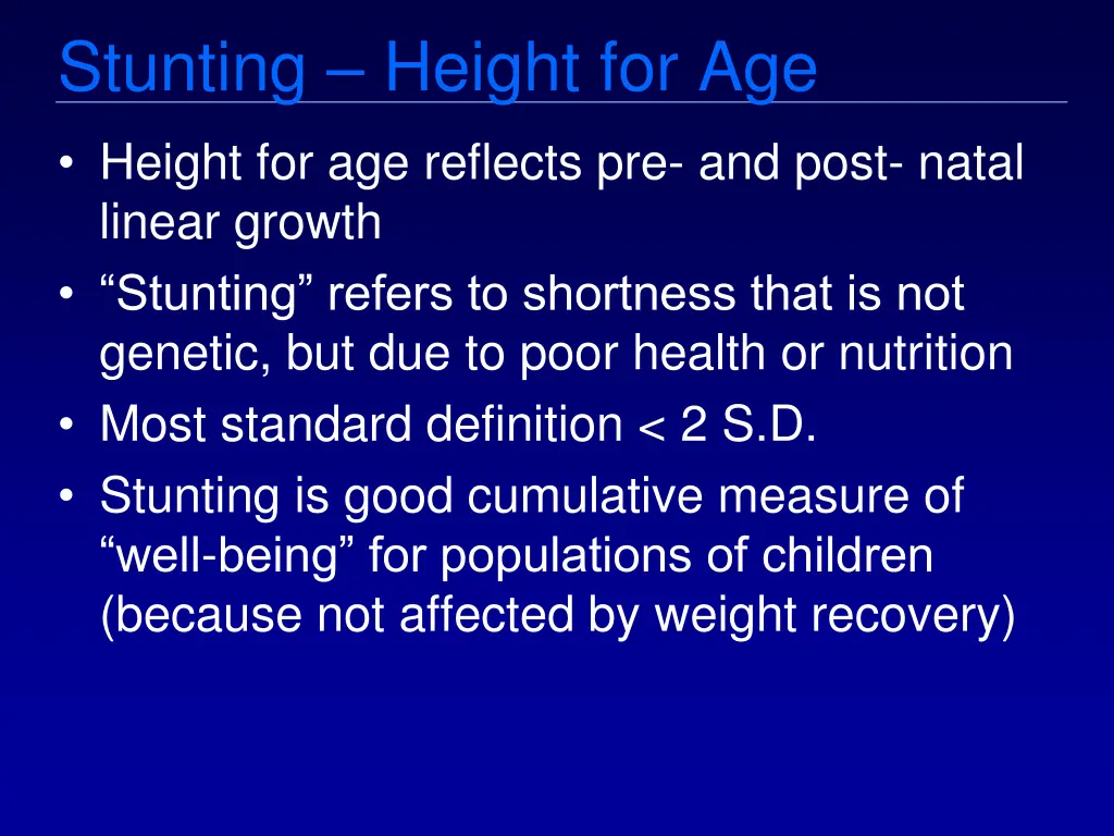 stunting height for age