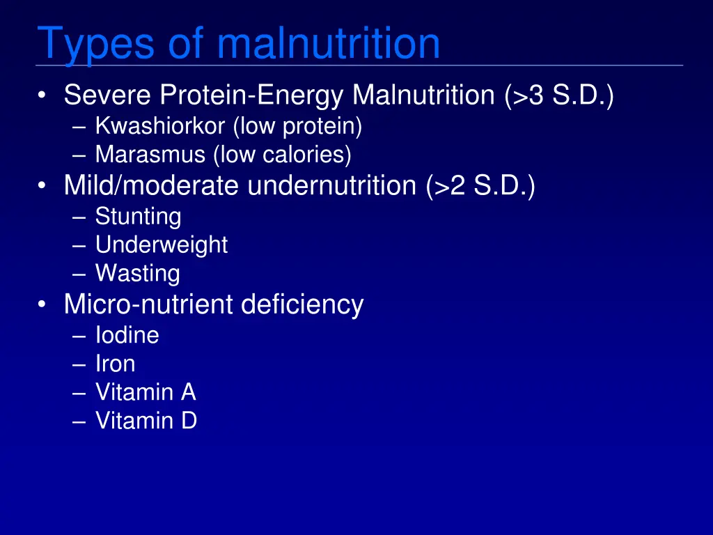types of malnutrition severe protein energy