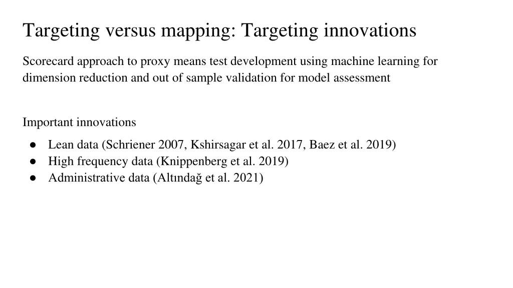 targeting versus mapping targeting innovations