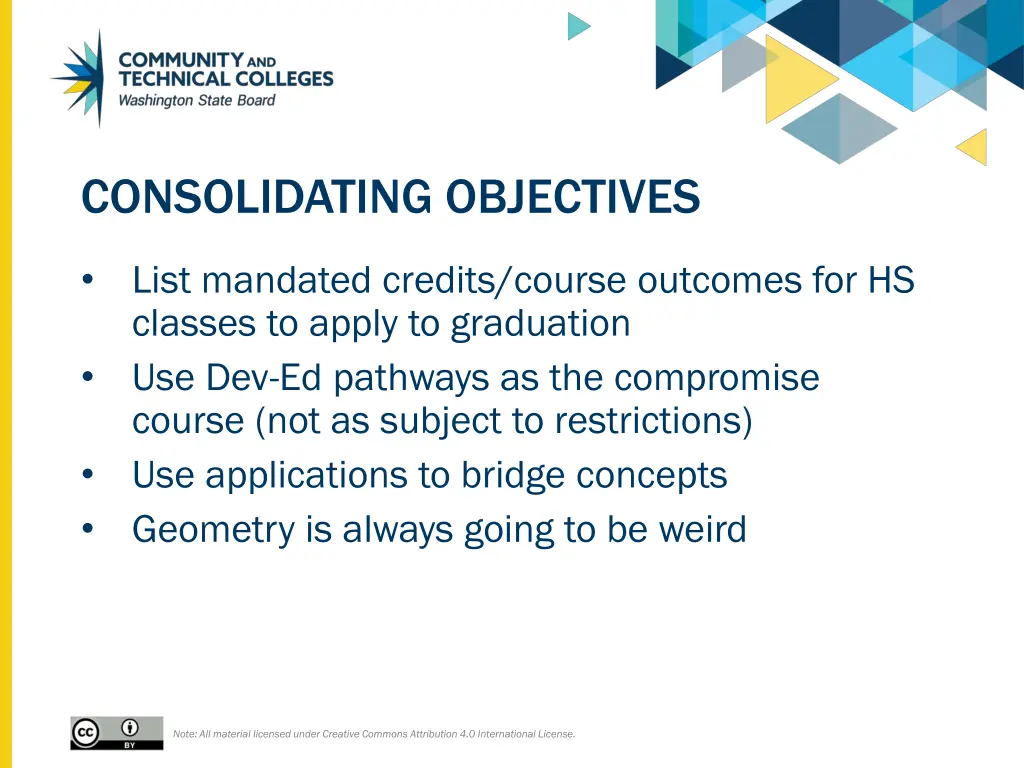 consolidating objectives