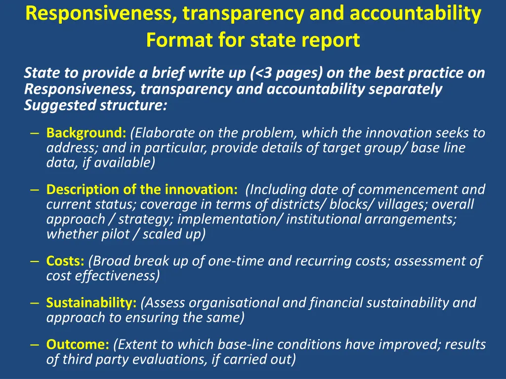 responsiveness transparency and accountability