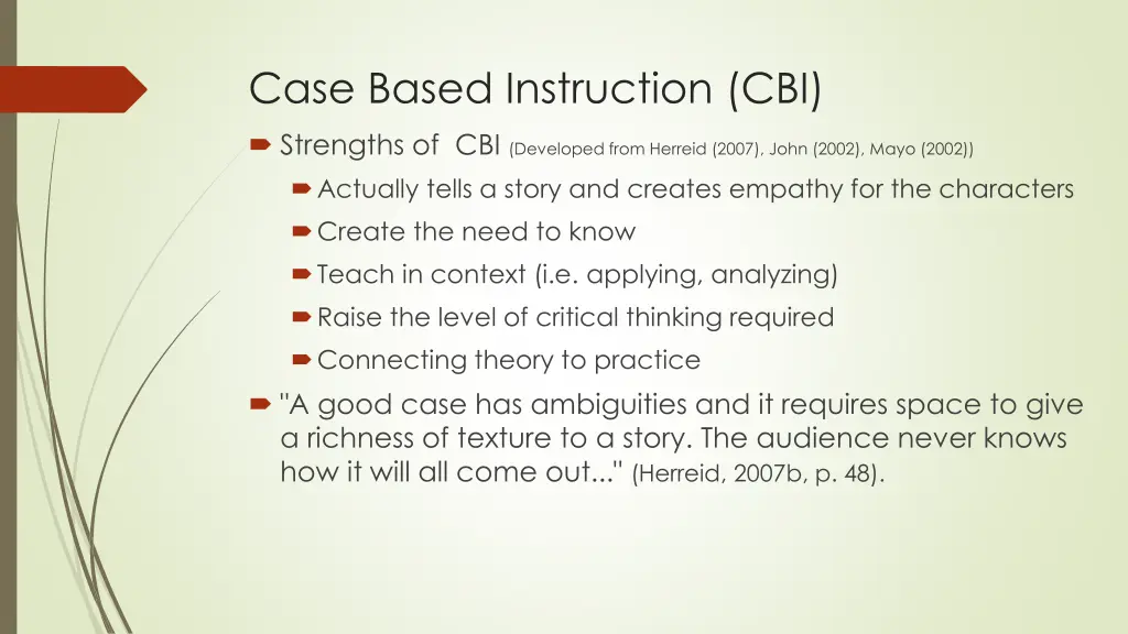 case based instruction cbi strengths