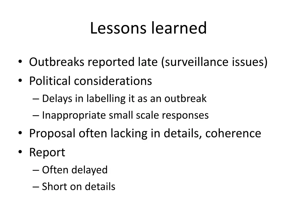 lessons learned