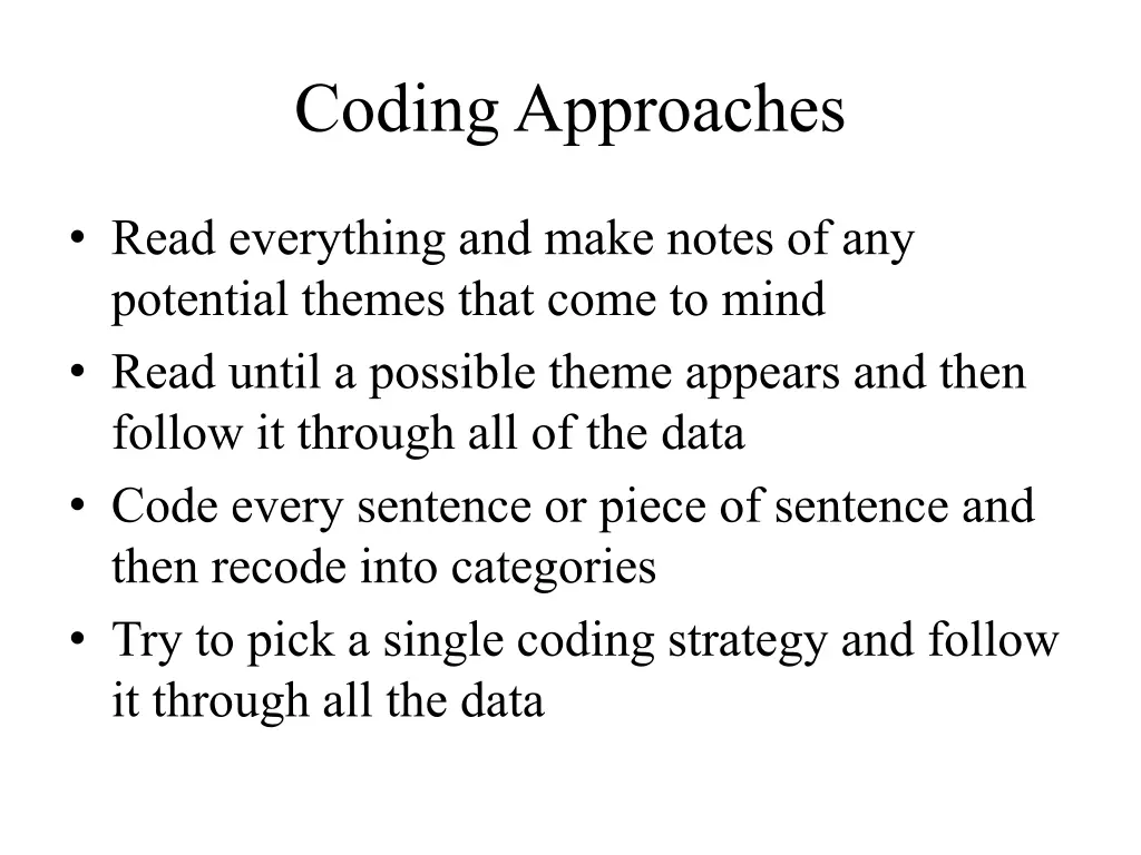 coding approaches