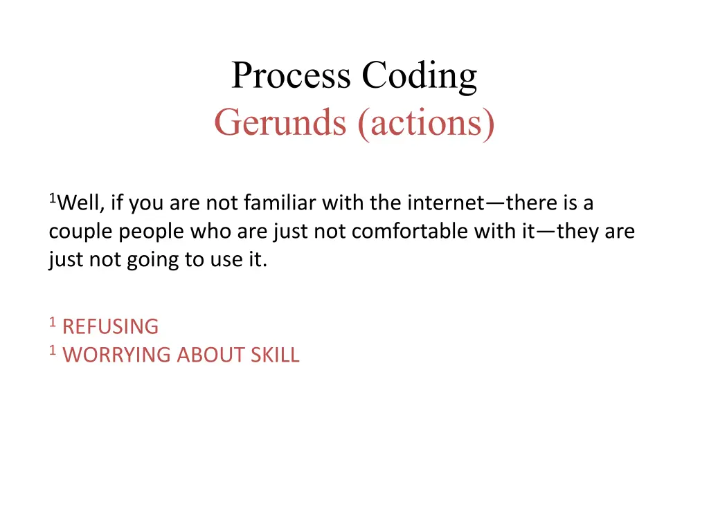 process coding gerunds actions