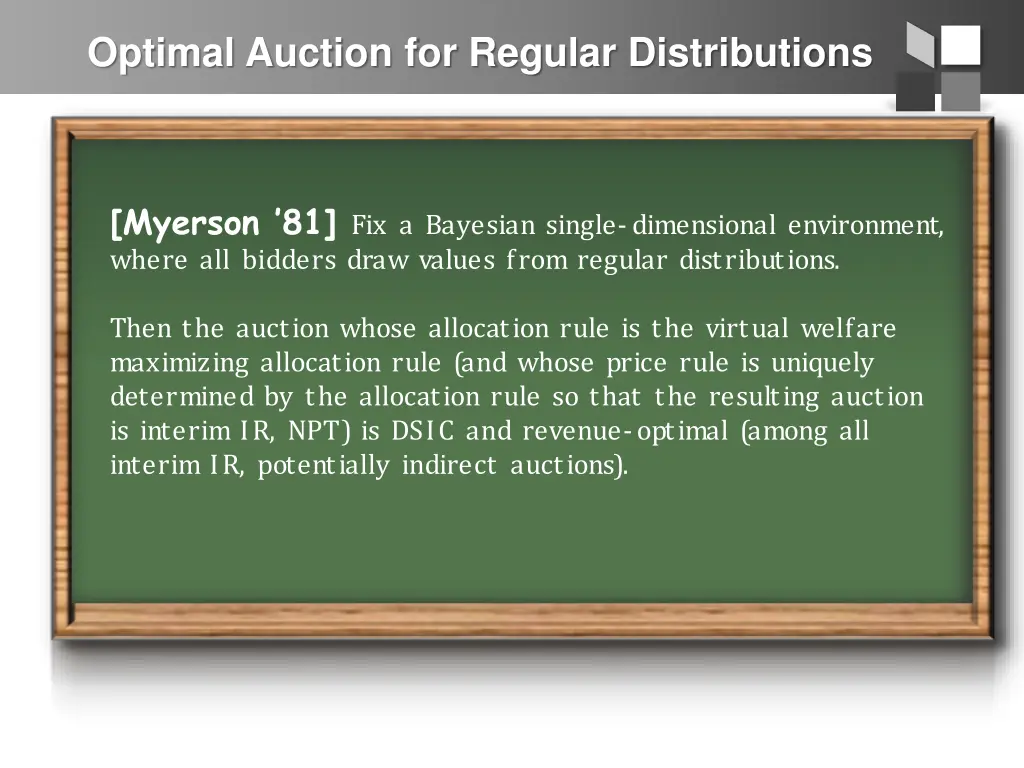 optimal auction for regular distributions