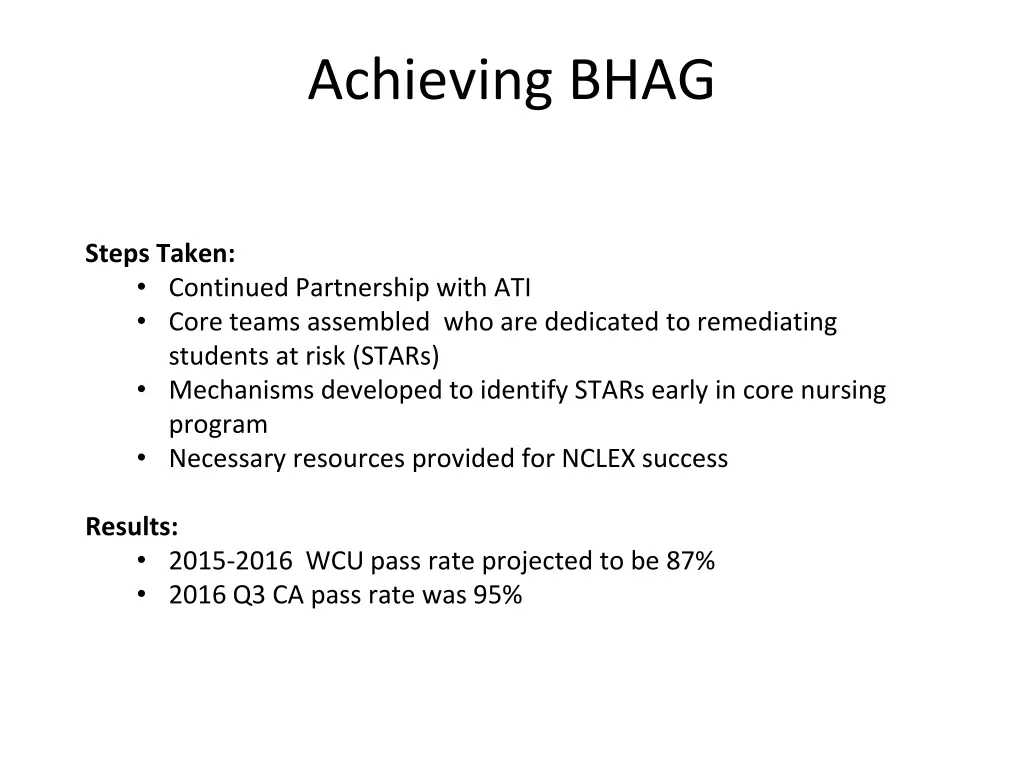 achieving bhag