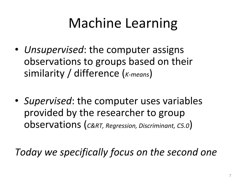 machine learning