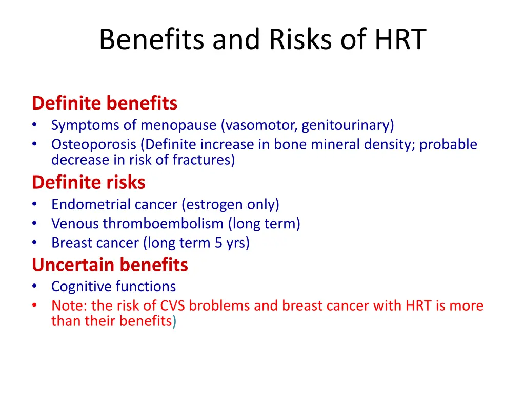 benefits and risks of hrt