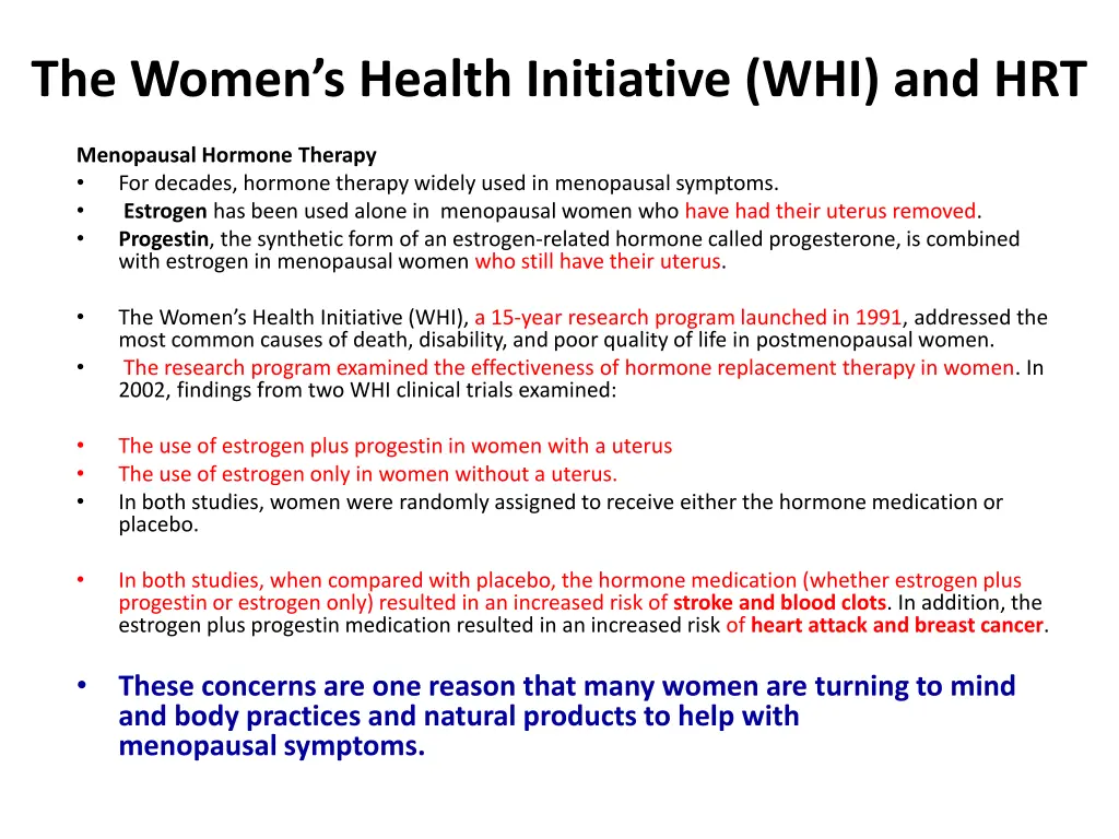 the women s health initiative whi and hrt