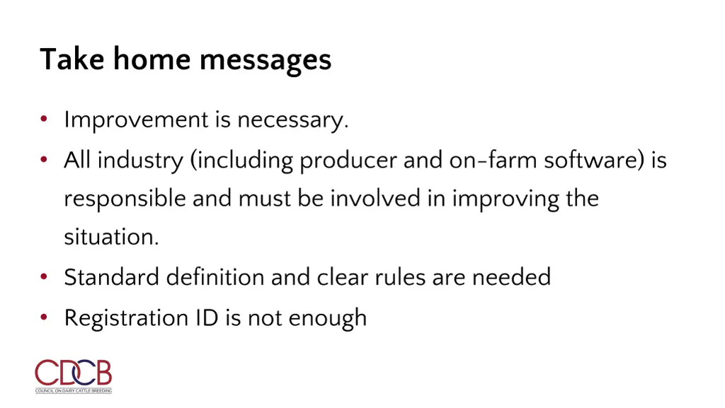 take home messages