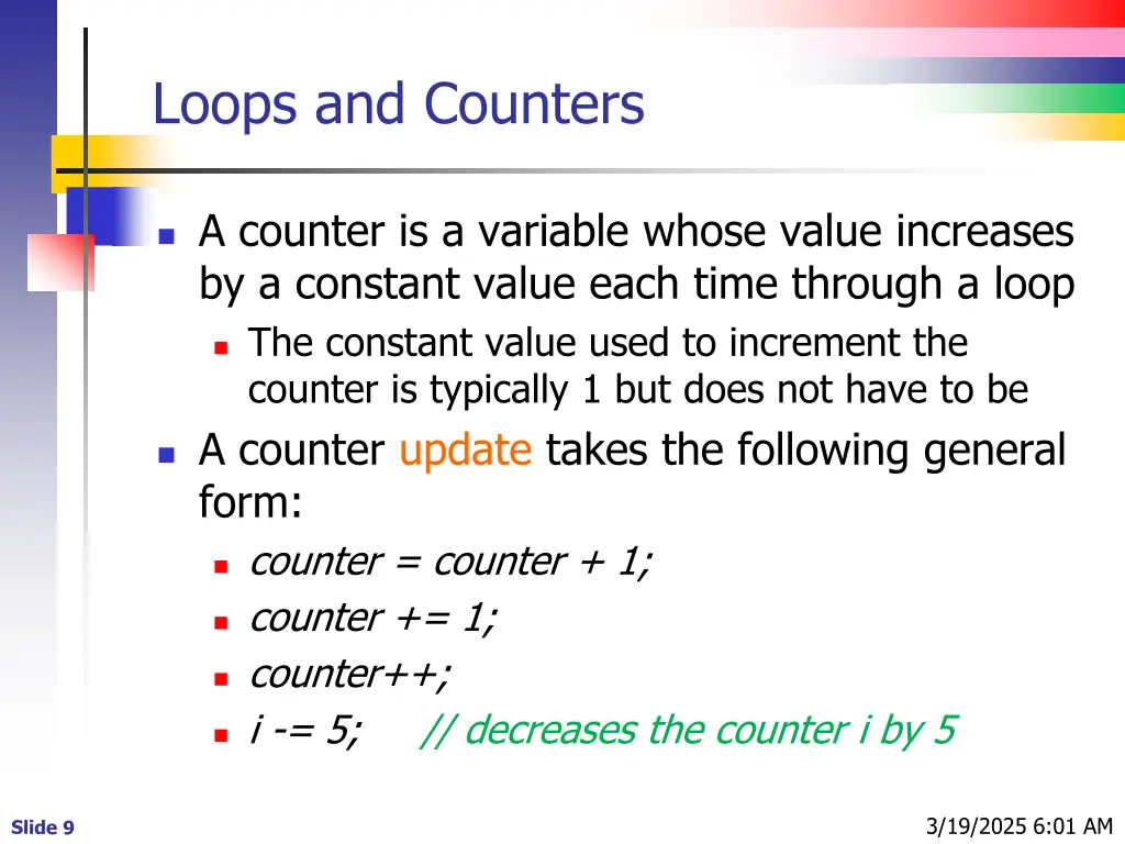 loops and counters
