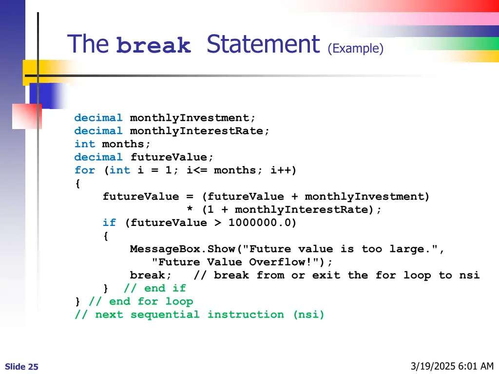 the break statement example