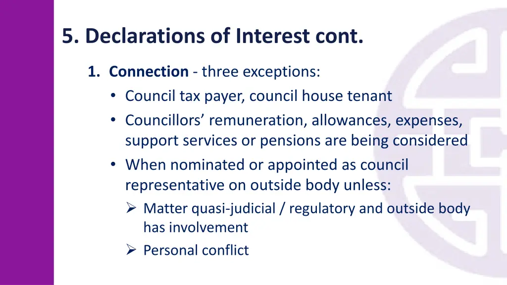 5 declarations of interest cont