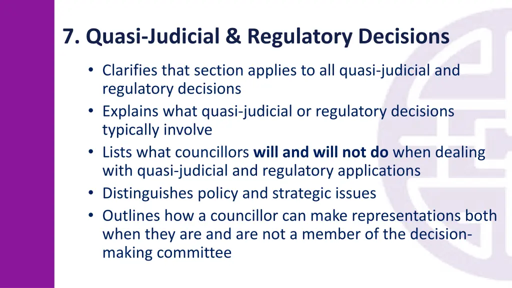 7 quasi judicial regulatory decisions