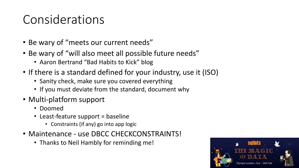 considerations