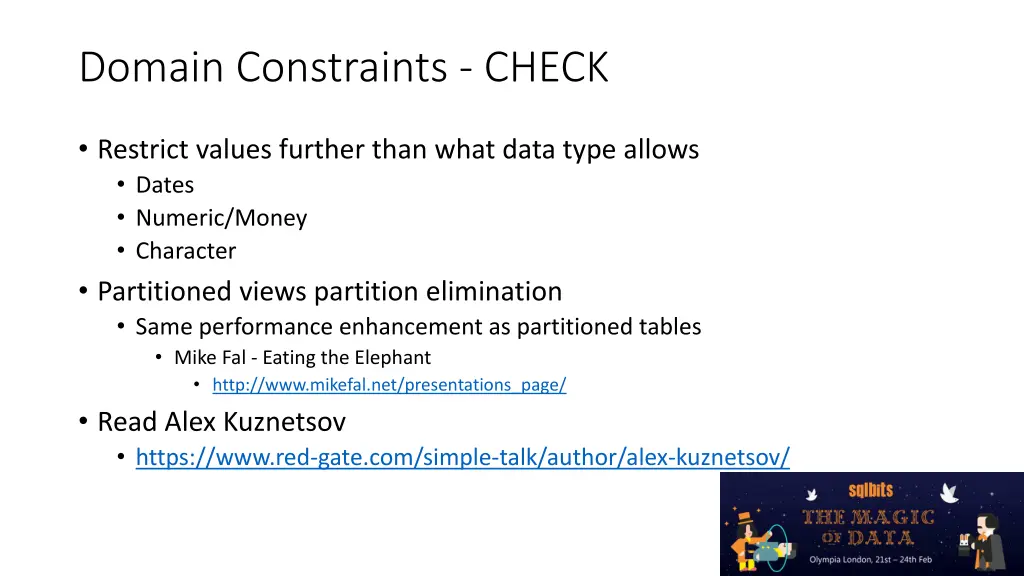 domain constraints check