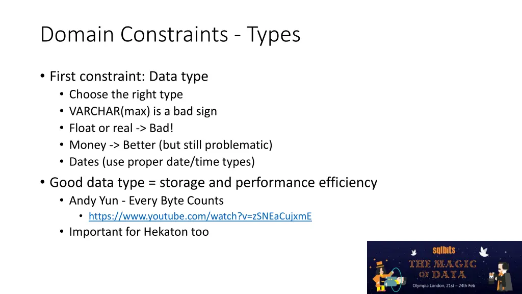 domain constraints types