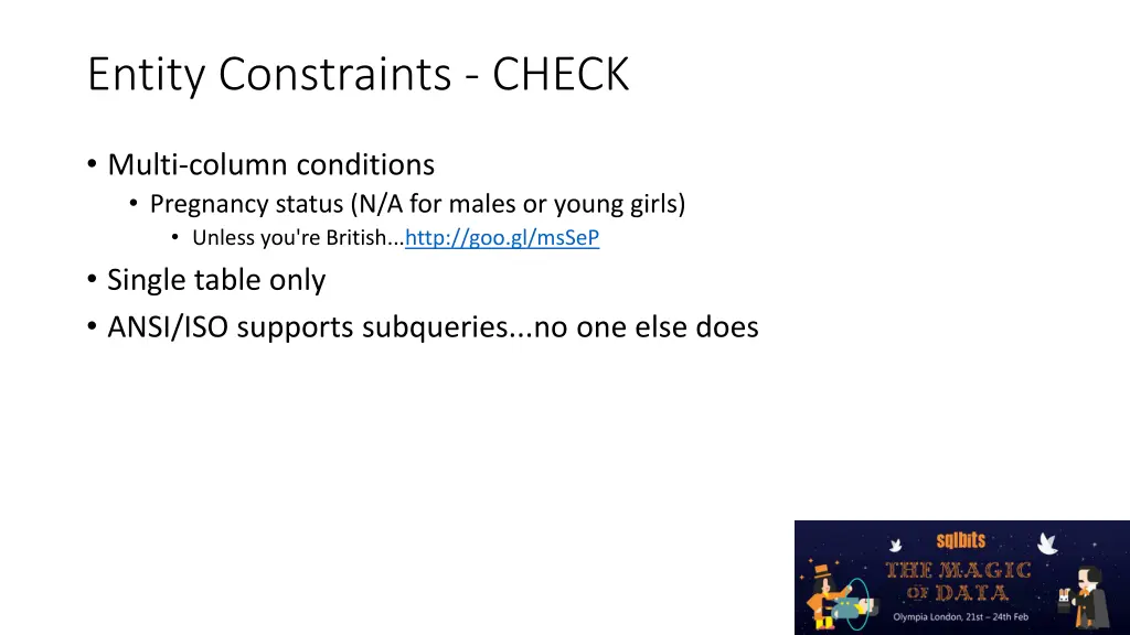entity constraints check