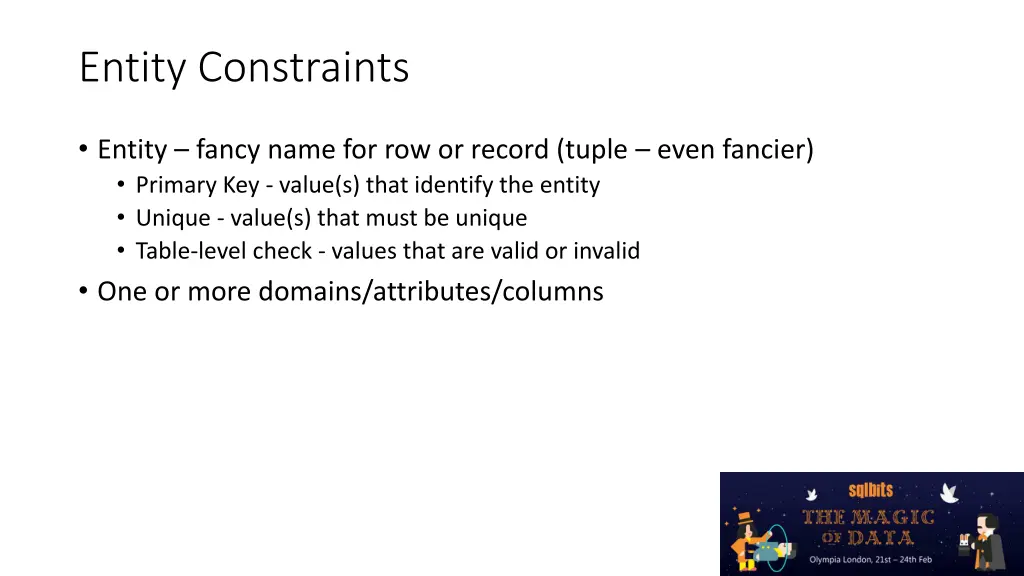 entity constraints