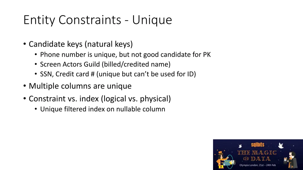 entity constraints unique