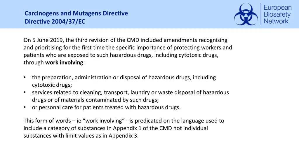 carcinogens and mutagens directive directive 2004 2