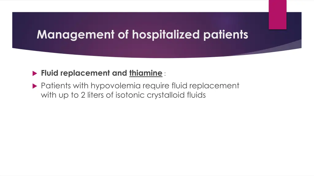 management of hospitalized patients