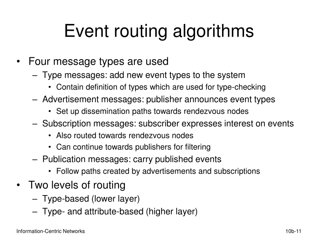 event routing algorithms