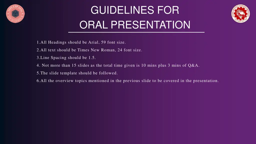 guidelines for oral presentation