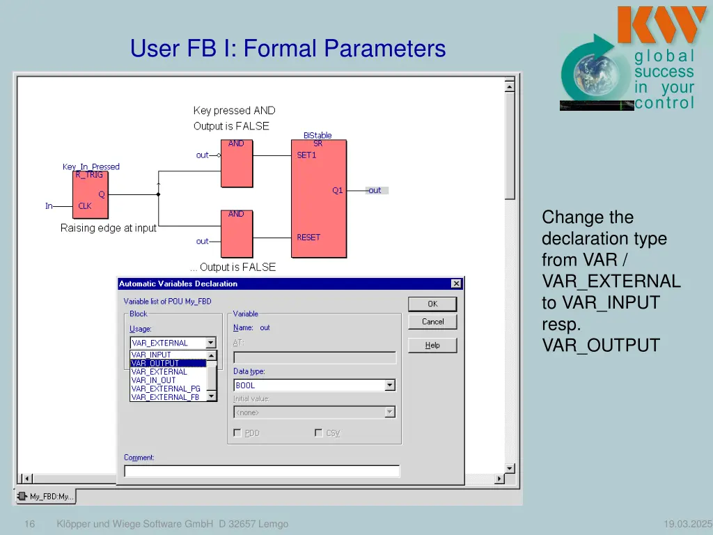 user fb i formal parameters