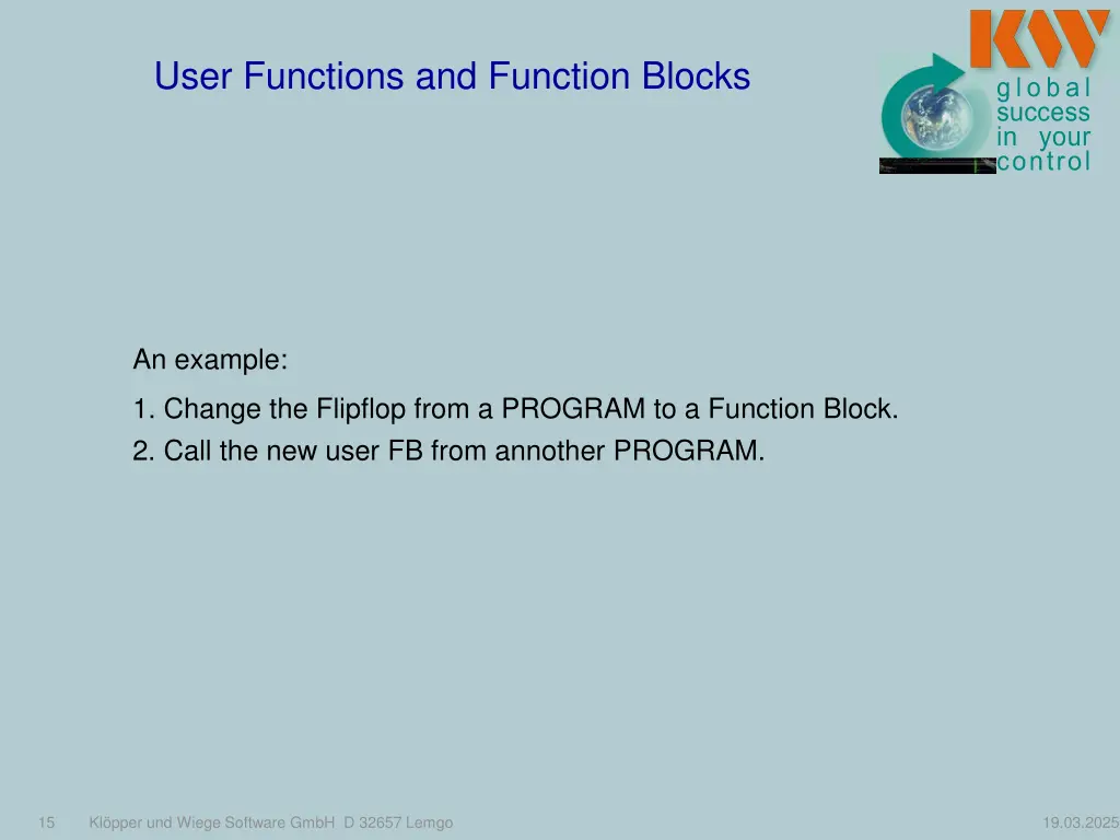 user functions and function blocks