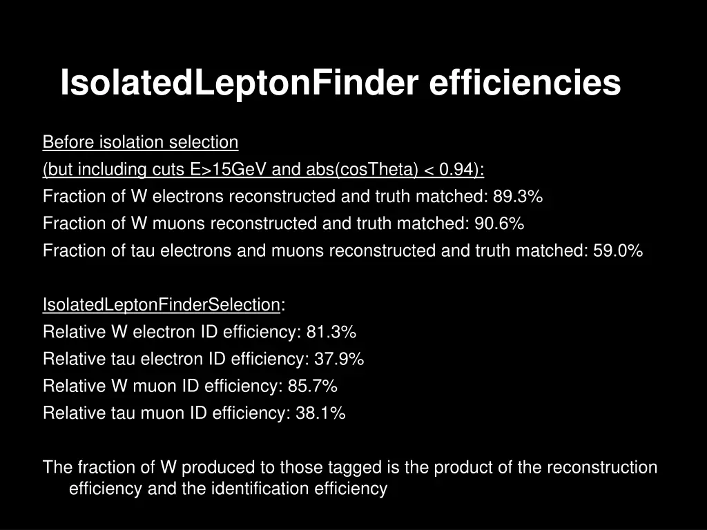 isolatedleptonfinder efficiencies