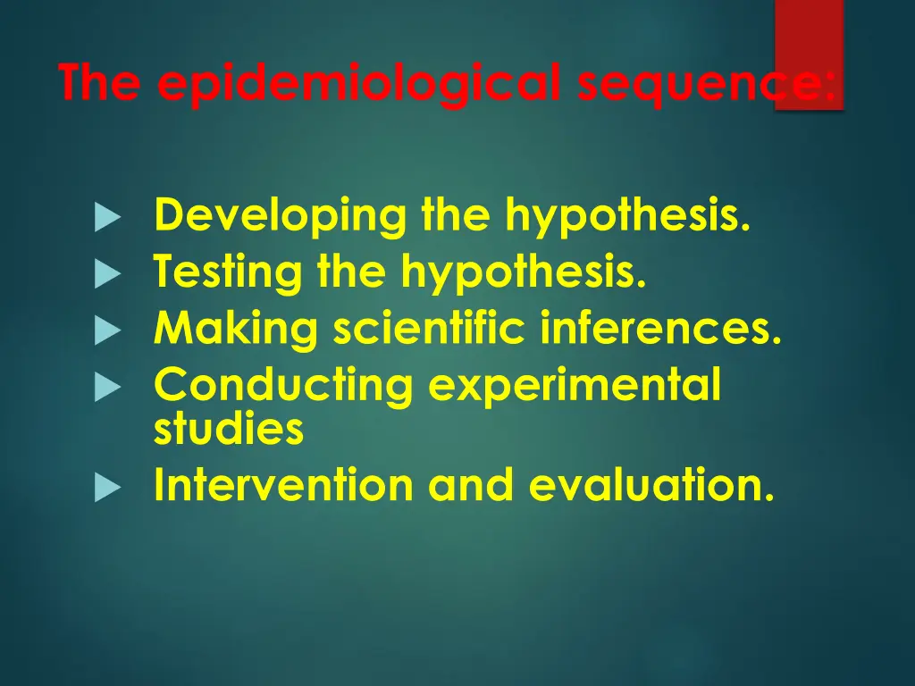 the epidemiological sequence 1