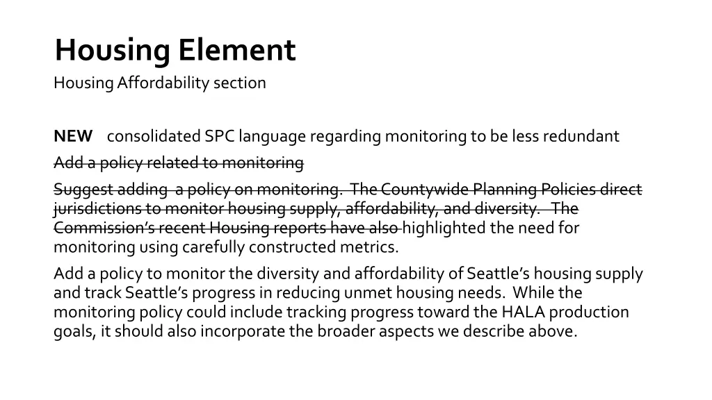 housing element housing affordability section