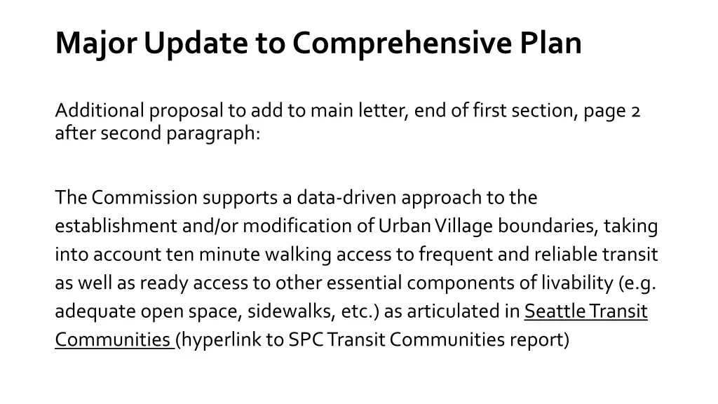 major update to comprehensive plan 1