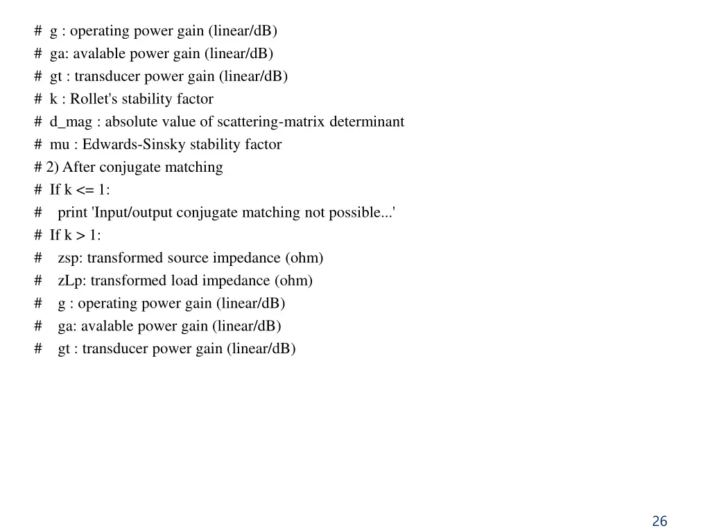 g operating power gain linear db ga avalable