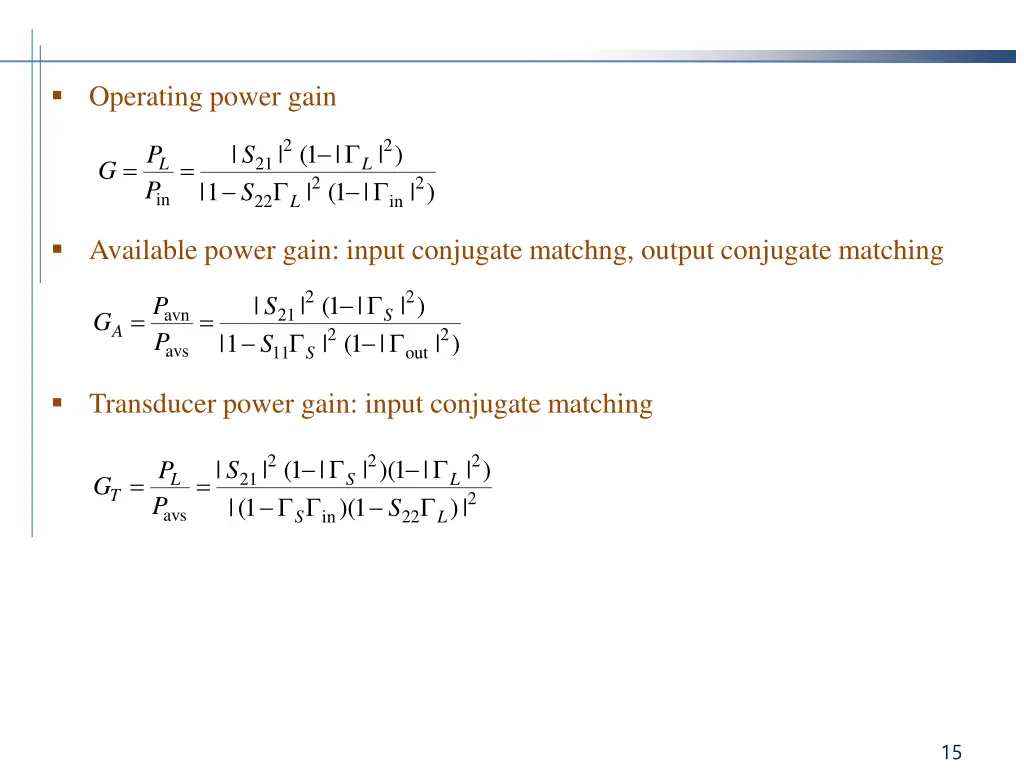operating power gain