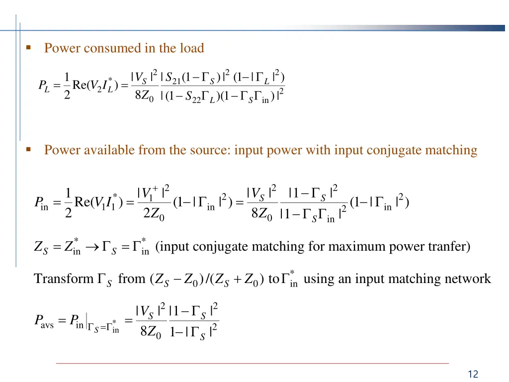 power consumed in the load
