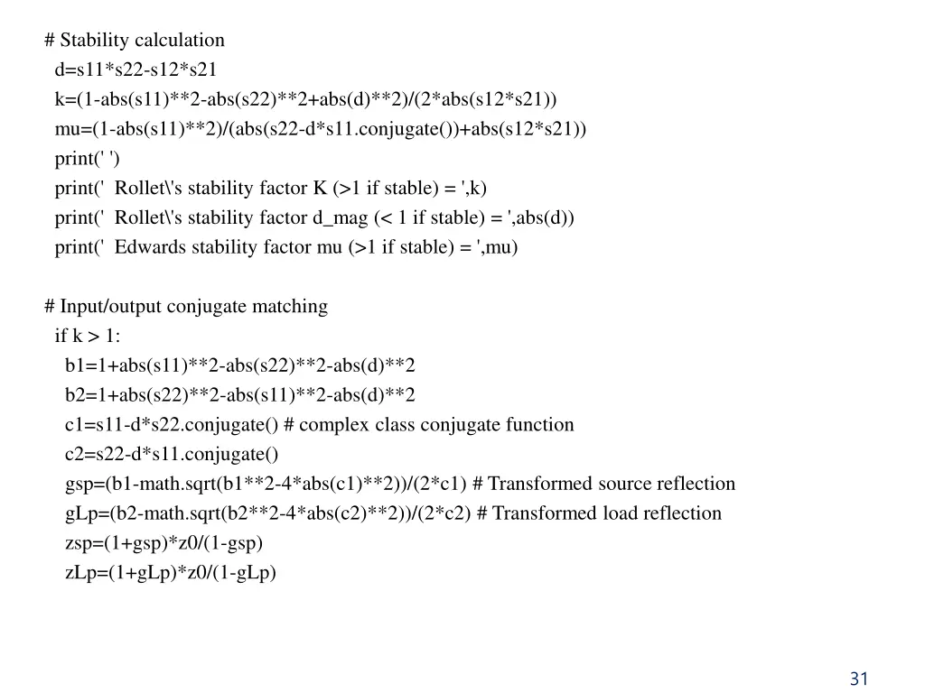 stability calculation