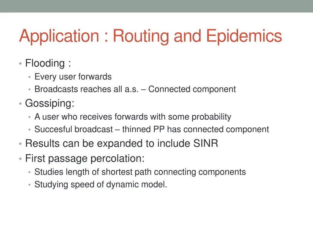 application routing and epidemics