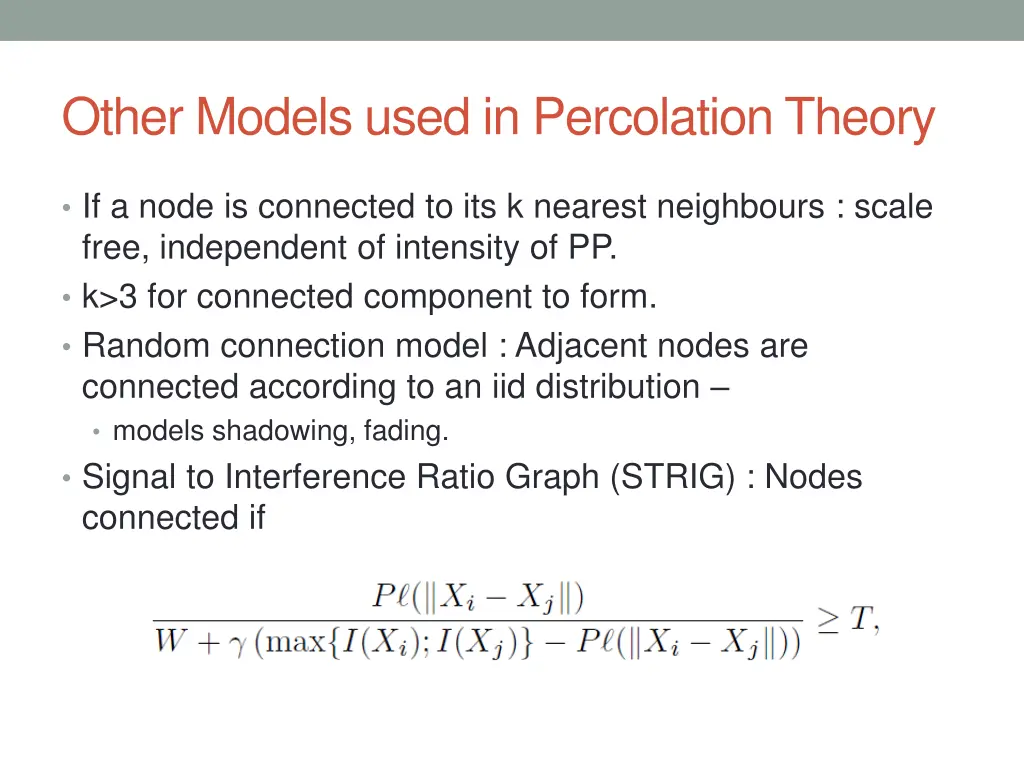 other models used in percolation theory